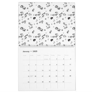 Een zwart-wit foto van bubbels op een witte rug kalender