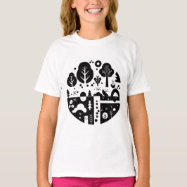 Een zwart-wit illustratie t-shirt