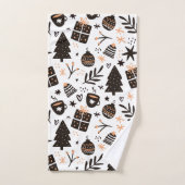 Een zwart-wit kerstpatroon bad handdoek (Handdoek)