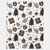 Een zwart-wit kerstpatroon fleece deken (Voorkant)