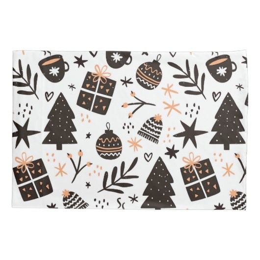 Een zwart-wit kerstpatroon kussensloop (Achterkant)