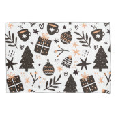 Een zwart-wit kerstpatroon kussensloop (Voorkant)