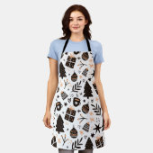 Een zwart-wit kerstpatroon schort (Gedragen)