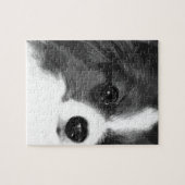 Een zwart-wit Papillon Legpuzzel (Horizontaal)