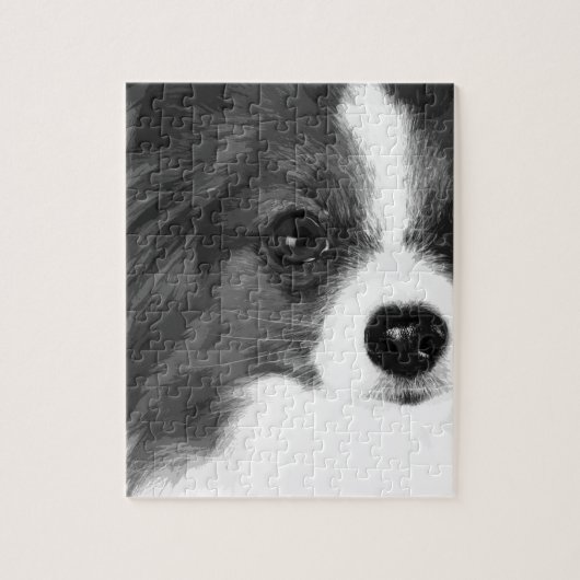 Een zwart-wit Papillon Legpuzzel (Verticaal)