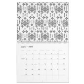 Een zwart-wit patroon met een witte achtergrond kalender (Mar 2026)