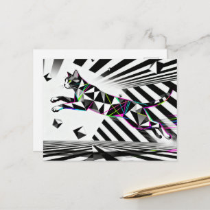 Een zwart-witte kat optische illusie briefkaart