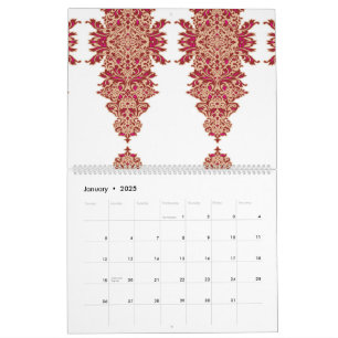 Een zwarte achtergrond met een rood patroon erop kalender