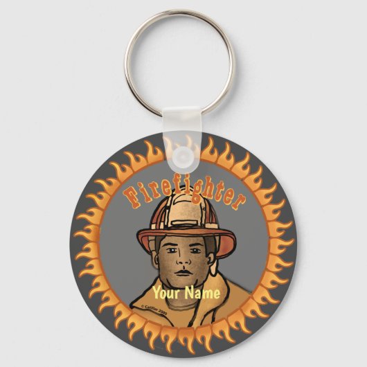 Een zwarte brandweerman sleutelhangers (Voorkant)