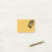 Een zwarte en gele handtekening van de luipaard post-it® notes (Op bureau)