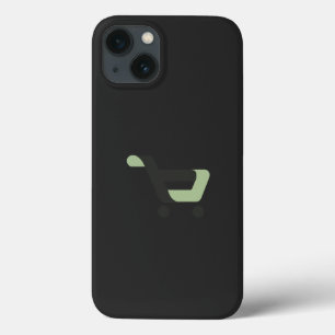 Een zwarte en groene logo met een winkelwagentje iPhone 13 hoesje