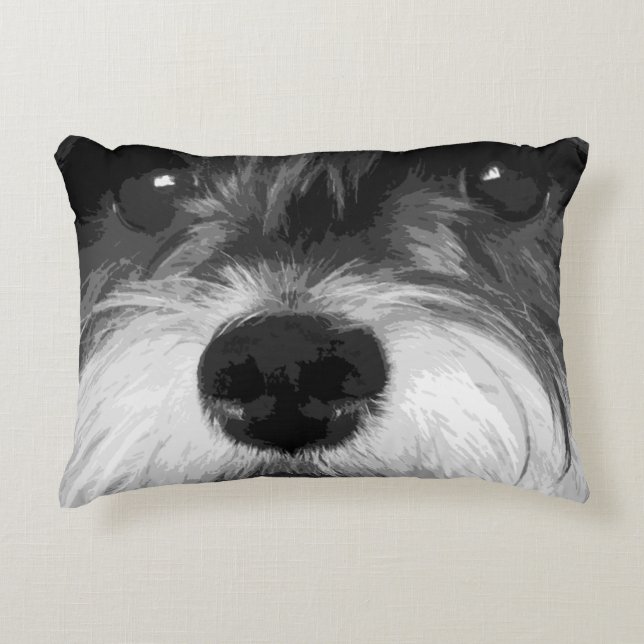 Een zwarte en witte miniatuur Schnauzer Accent Kussen (Voorkant)