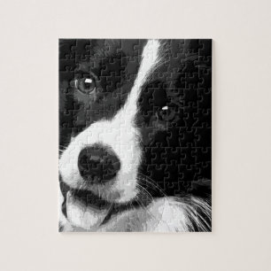 Een zwarte en witte rand collie legpuzzel