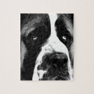 Een zwarte en witte Saint bernard Legpuzzel