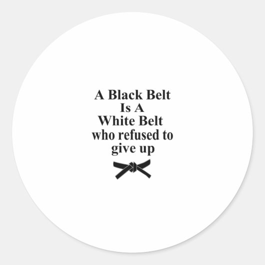 een zwarte gordel is een wit karaat tae kwon . ronde sticker (Voorkant)