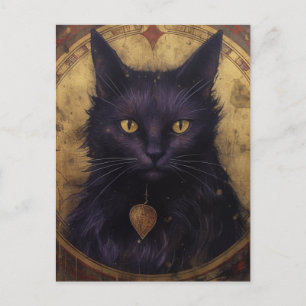Een zwarte kat briefkaart