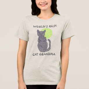 Een zwarte kat en de maan Werelden Beste Kat Oma Tri-Blend Shirt