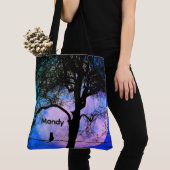 Een zwarte kat op een draad Volle Maan Naam Draagtas (Dichtbij)