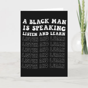 Een zwarte man spreekt Luister en Leer Black Zijn Kaart