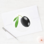 Eén zwarte olijf ronde sticker (Envelop)