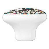 Eén zwarte oogkat keramische knop (Zijkant)