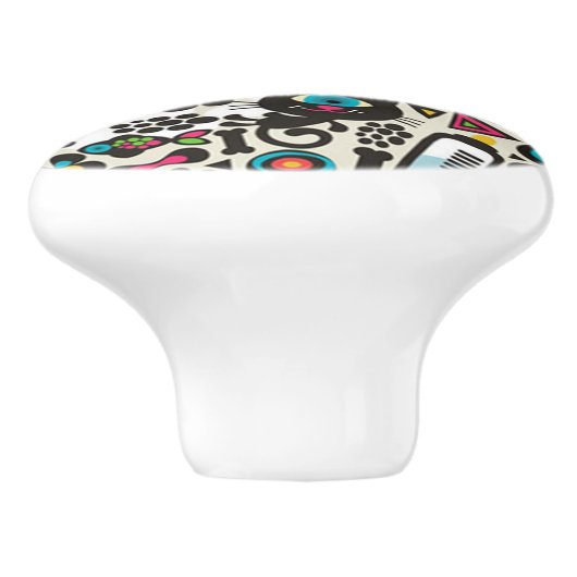 Eén zwarte oogkat keramische knop (Zijkant)