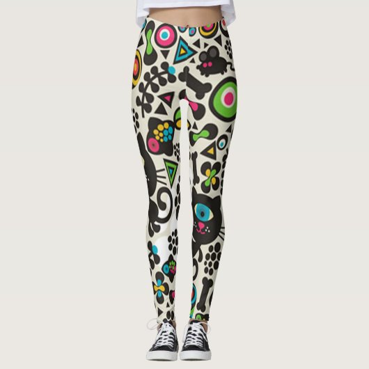 Eén zwarte oogkat leggings (Voorkant)