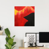 Een zwarte vogel eet de oude hemel op poster (Thuiskantoor)