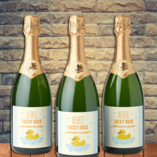 Eend 1e verjaardag sparkling wijnetiket