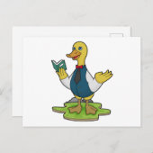 Eend als leraar met boek briefkaart (Voorkant / Achterkant)