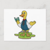 Eend als leraar met boek briefkaart (Voorkant)