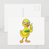 Eend als leraar met boek en bril briefkaart (Voorkant / Achterkant)