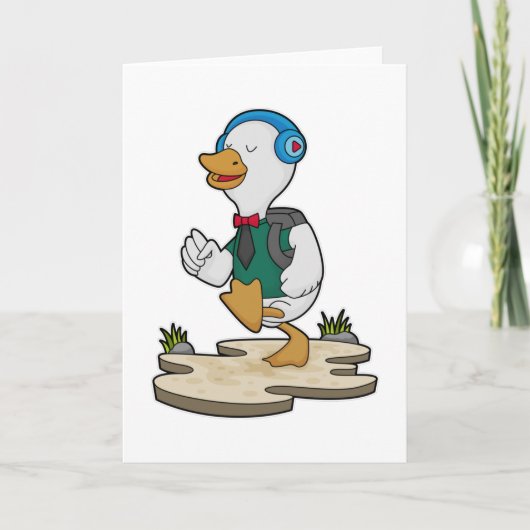 Eend als wandelaar met rugzak kaart (Voorkant)