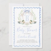 Eend Baby Boy Douche Preppy Gingham Blauw Kaart (Voorkant)