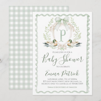 Eend Baby Boy Douche Preppy Gingham Sage Green Kaart