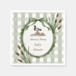 Eend Baby Shower Gingham Salie Servet