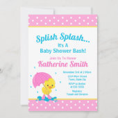 Eend Baby Shower Uitnodiging Meisje Roze (Voorkant)