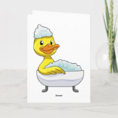 Eend bij het baden met badkuip en schuim kaart (Achterkant)