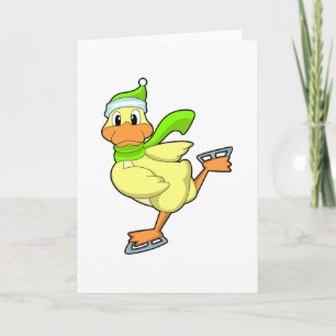 Eend bij schaatsen met schaatsen kaart