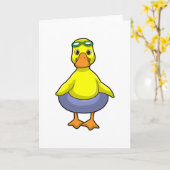 Eend bij zwemmen met zwemband kaart (Gele Bloem)