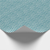 Eend blauw & ivoor wobbige strepen cadeaupapier (Hoek)