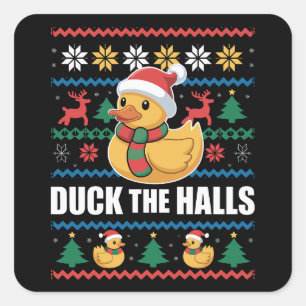 Eend De Hallen Lelijk Kerstmis Grappige Kerstman Vierkante Sticker