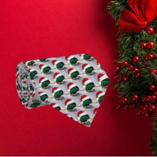 Eend Dragen Rode Santa Hat Patroon Vakantie Stropdas