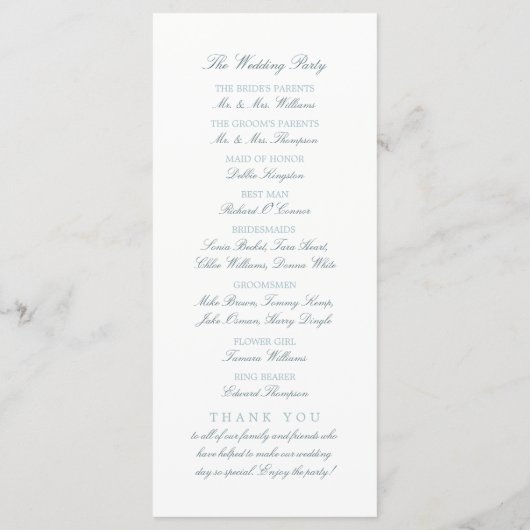 Eend Ei Blauw Modern Huwelijksprogramma Programma (Achterkant)