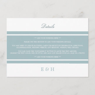 Eend Ei Blauw Modern Wedding Detail Informatiekaartje