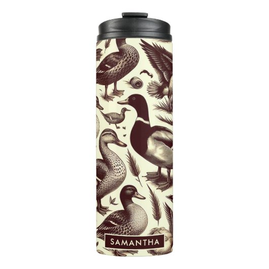  eend- en ganzenpatroon thermosbeker (Voorkant)