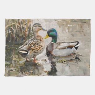 Eend en Mallard Wildlife Schilderij Theedoek