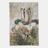 Eend en Mallard Wildlife Schilderij Theedoek (Verticaal)
