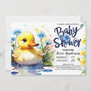 Eend en Wildflower Baby shower Kaart