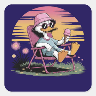 Eend eten zomerse ijssalon sticker